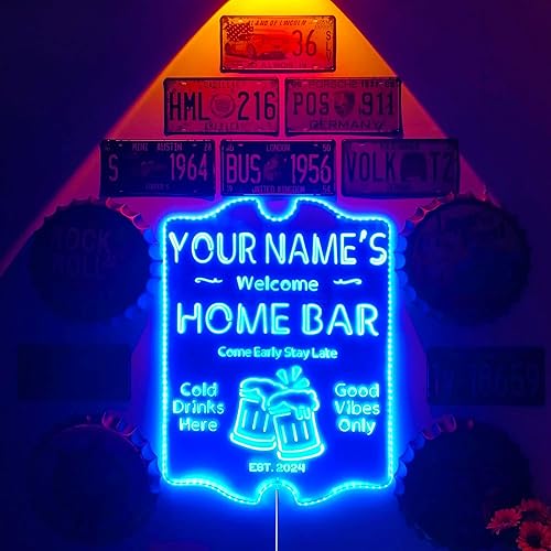 Vista 33 de ADVPRO - Letrero de luz LED de neón de doble color para el hogar, personalizado, con texto en inglés con «tu nombre y año de fundación», letrero