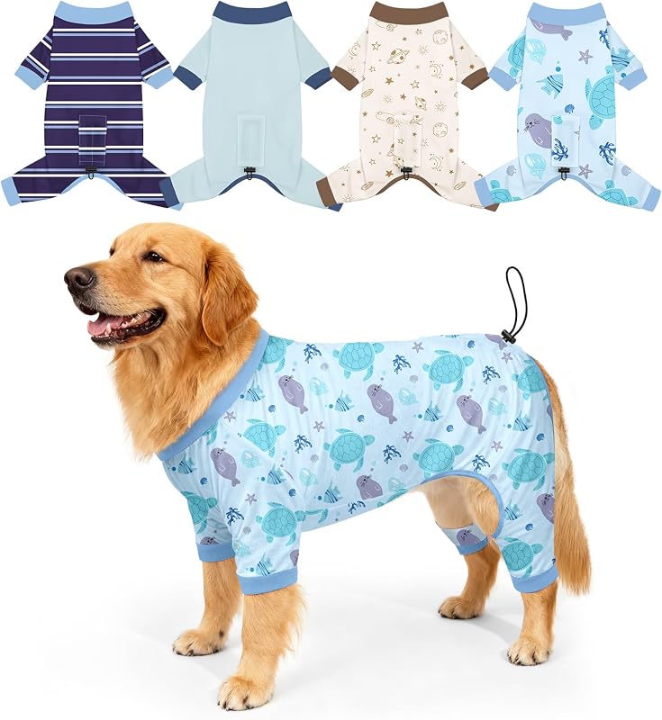 Pijamas para Cães Bienbee com Regulagem nas Costas, Conjunto com 4 Peças 3XL