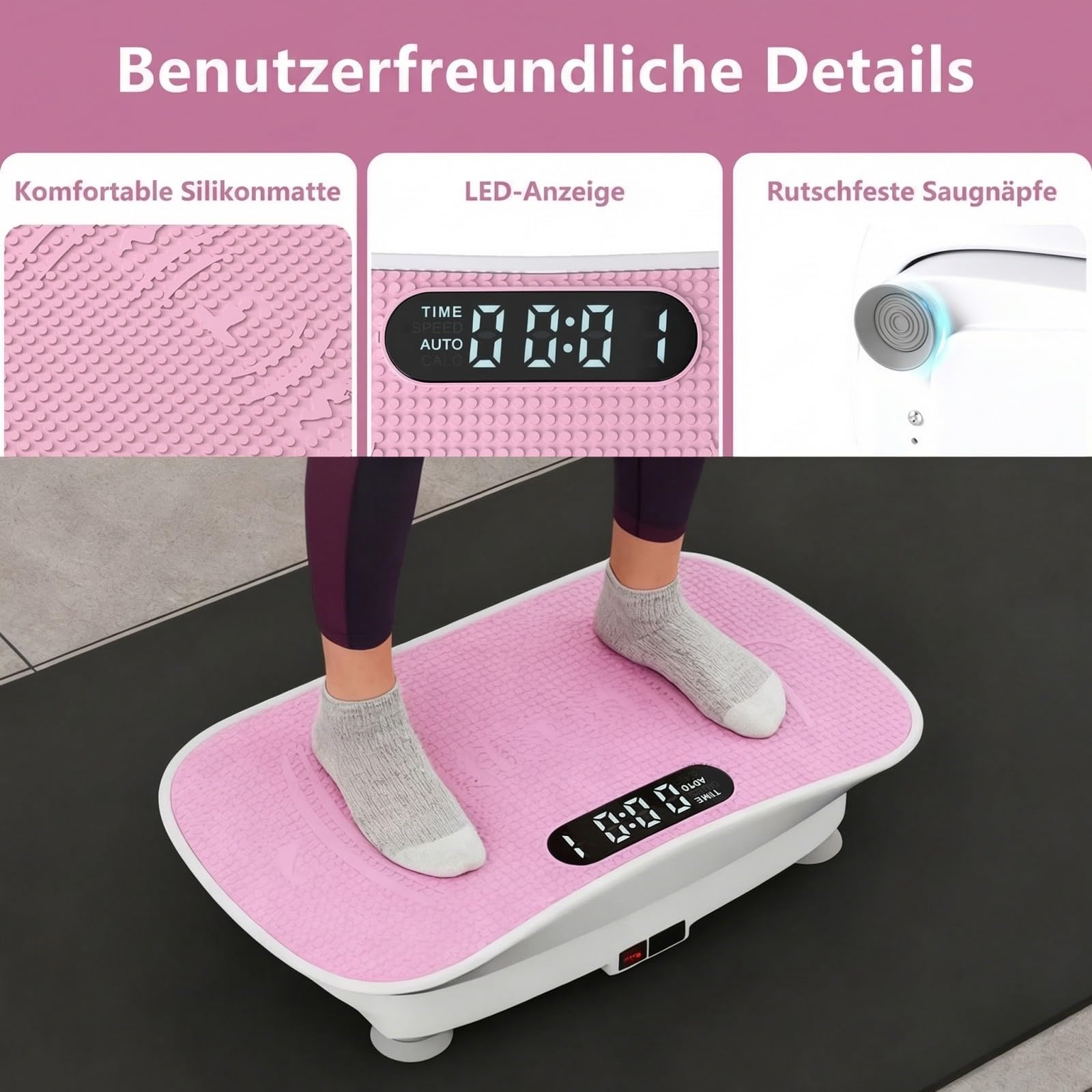 GYMAX Vibrationsplatte, Rüttelplatte Sport für Zuhause mit 10 Schüttelmodi, LED-Display & Fernbedienung, Leise & Kompakte, Vibrationsboard für Körperformung & Entspannung