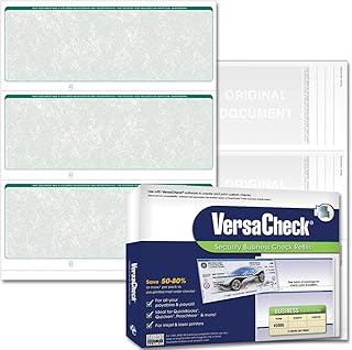 VersaCheck Secure Checks - 750 Blank Business Checks - Green Classic - 250 Sheets Form #3000 - 3 Per Sheet