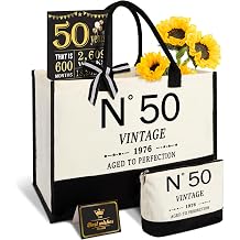 50th Birthday Gift for Women - N   50 Tote Bag Makeup Bag