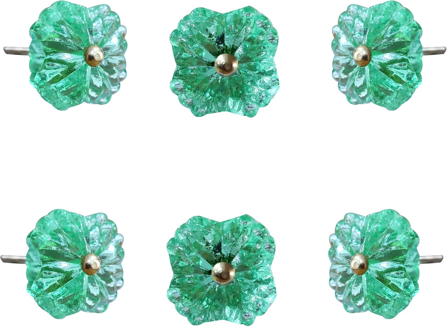 Perilla Home Set of 6 Belle Mint Glass and Metal Knobs - Decorative Glass Drawer Pulls for Cabinets, Dressers, and Furniture, Elegant Home Décor Handles for Kitchen and Living Spaces