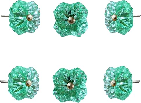 Perilla Home Belle Mint Glass and Metal Cabinet Knobs, Set of 6