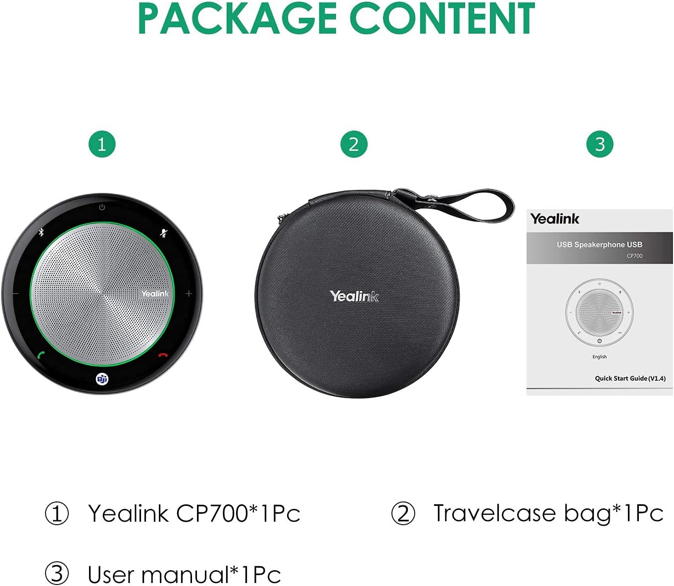 Yealink Bluetooth Speakerphone Conference Microphone Teams Certified CP700 USB Full Duplex Noise Reduction Algorithm Home Office 360° Voice Pickup (Package Without dongle)