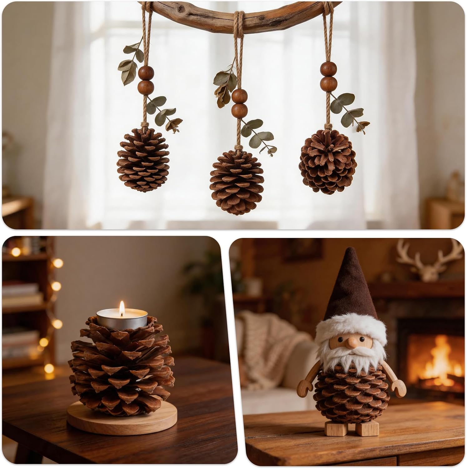 Natural Pine Cones Bulk 25 Pcs, Large Pine Cones for Crafts and Decorating, Unscented Natural Pinecones for Christmas Tree, DIY Crafts, Home Decor, Vase Fillers, Holiday Decorations