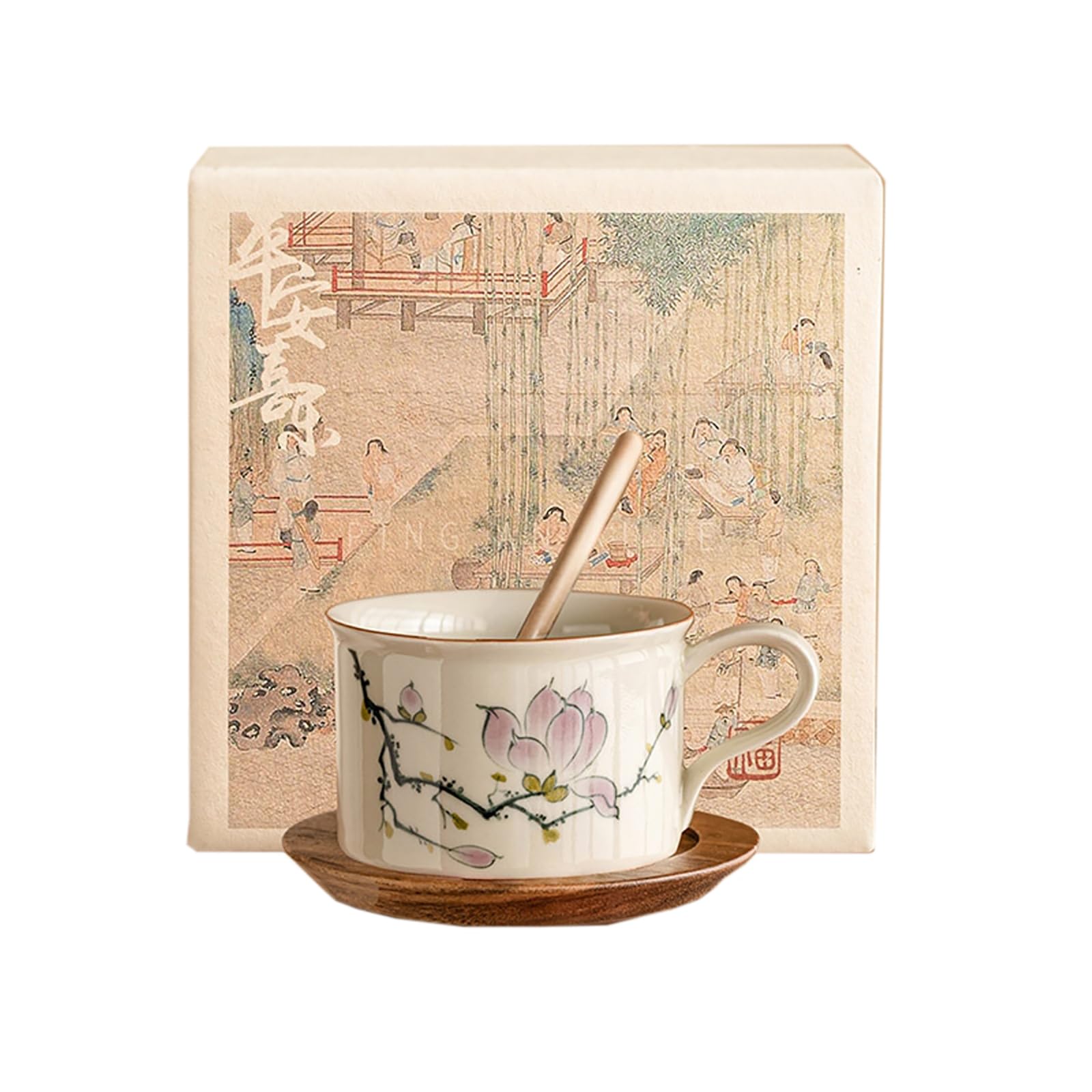 Ceramiczne kubki i spodki 125 ml/113.4 g chiński dom biuro herbaciarnia hospitality-Cup+spodek+łyżka [pudełko] -125 ml