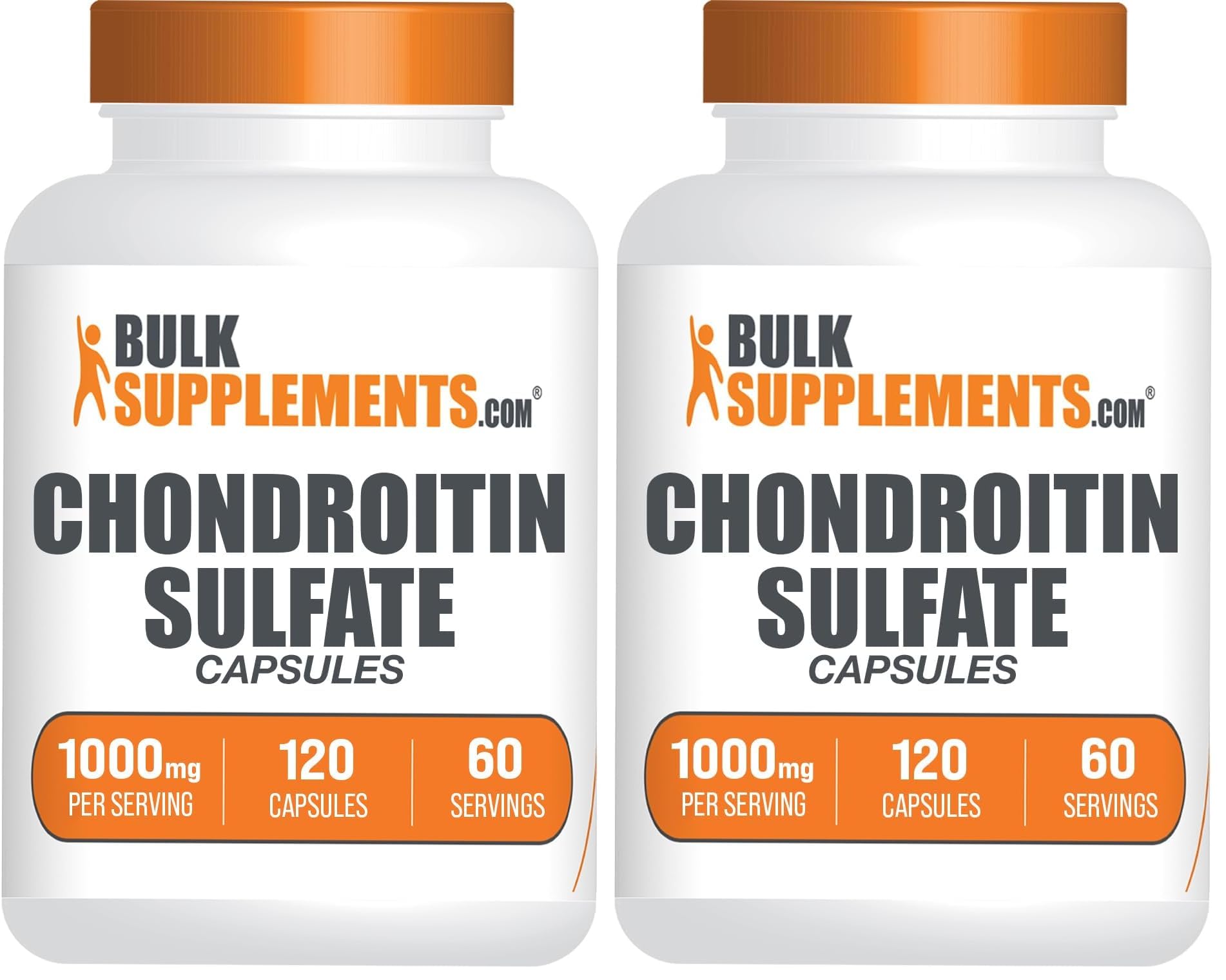 BulkSupplements.com Chondroitin Sulfate Capsules - Nutritional Supplement, Chondroitin Sulfate 1000 mg - Gluten Free, 2 Capsules per Serving, 120 Count (Pack of 2)
