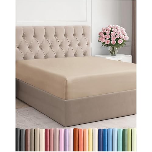Full Fitted Bed Sheet - Bottom Single Fitted Sheet Only - Ultra-Soft Hotel Luxury Bedding w/ 8-16 Inch Deep Pockets - Breathable, Cooling & Wrinkle Free - Easy-Care, Fade & Shrink Resistant - Cream