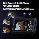Digital Camera 4K for Photography Vlogging: 48MP Cameras for Video - 16X Zoom Photo Camera Gifts for Teens Ages 8-16 - 180°Flip Screen Compact Cámara - Point and Shoot Digital Cameras for YouTube