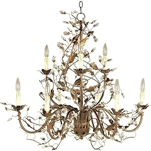 Maxim Elegante-9 Light 2-Tier Chandelier in Leaf style-29 Inches Wide by 30.5 inches high-Etruscan Gold Finish -Traditional
