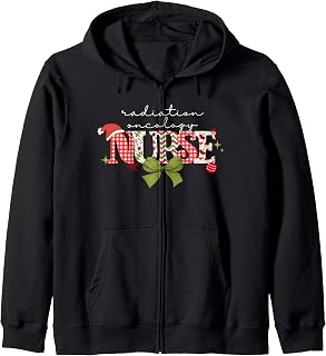 Radiation Oncology Nurse Christmas Coquette Cancer Therapy Zip Hoodie