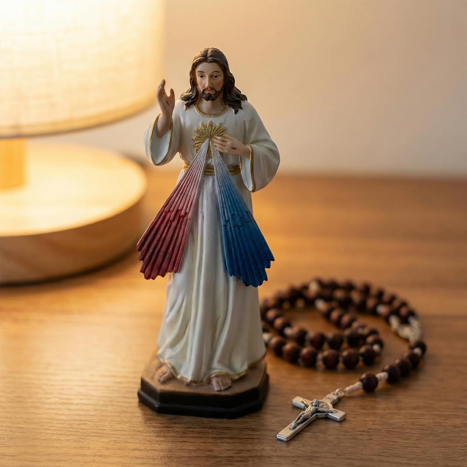 Divine Mercy Jesus Statue - 8.5 Inch Catholic Religious Figurine, Resin Christ Sculpture for Home Altar Decor, Spiritual Christian Gifts, Prayer Room & Church Decoration