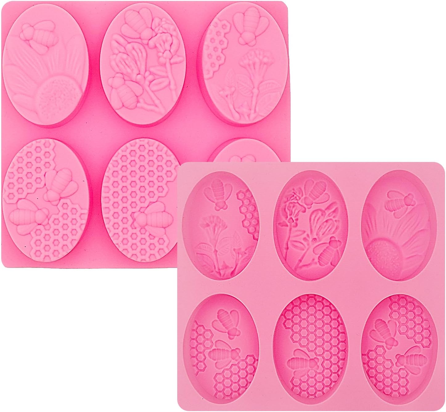 2 Pcs Honeycomb Soap Molds Bee Honey Silicone Molds Cake Molds Beehive Chocolate Mold Set for Home Handmade DIY Candle Muffin Baking Tray Lotion Bars Wax Melts Beeswax Tool (Pink)