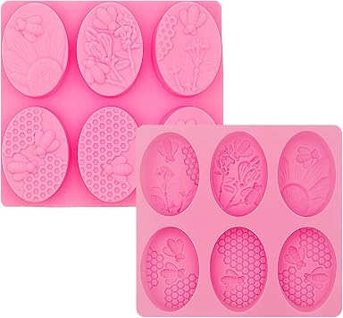 2 Pcs Honeycomb Soap Molds Bee Honey Silicone Molds Cake Molds Beehive Chocolate Mold Set for Home Handmade DIY Candle Muffin Baking Tray Lotion Bars Wax Melts Beeswax Tool Pink
