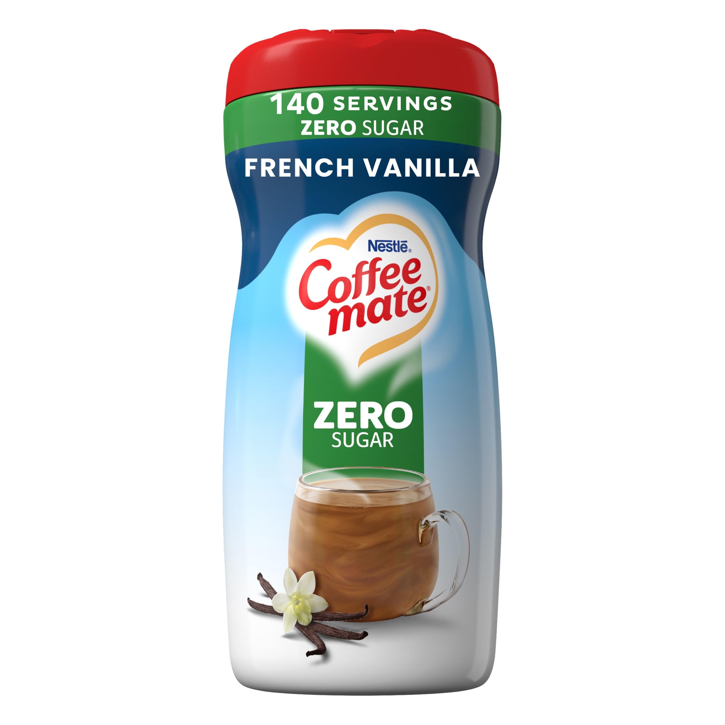Nestle Coffee mate Zero Sugar French Vanilla Creamer – Gluten & Lactose Free, Rich & Smooth Non Dairy Powder, Powdered Coffee Creamer About 140 Servings (3/4 tsp per serving)(10.2 oz)