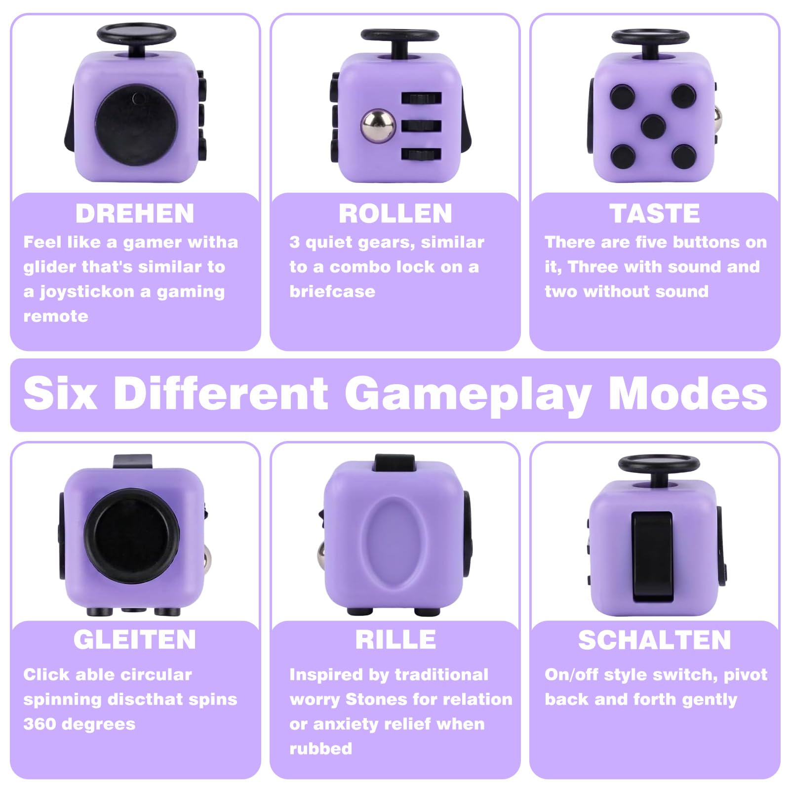 4PCS Fidget Cube,infinity Cube,fidget Cubes for Kids with 6 Different Functions - Image 4