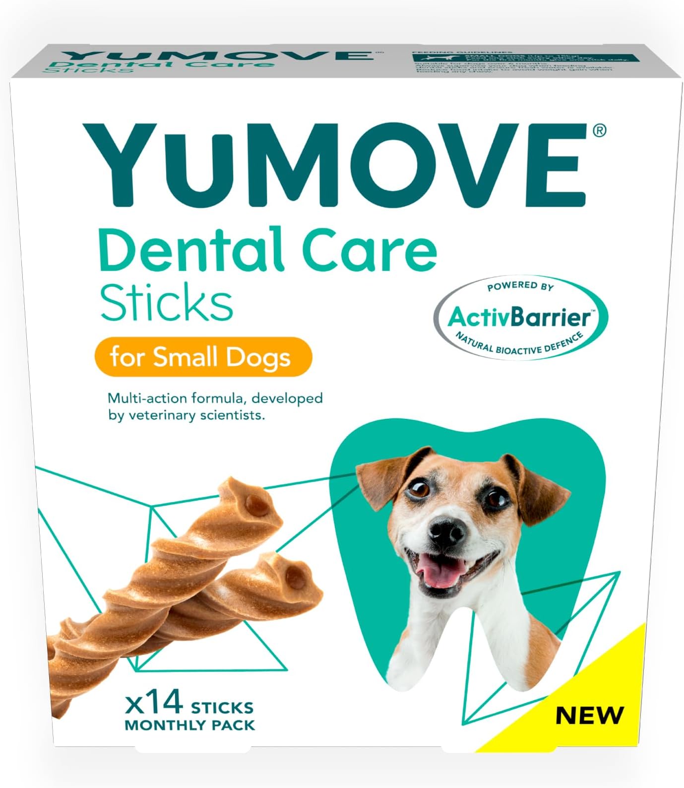 Lintbells YuMOVE Dental Care | Dental Sticks for Small Dogs | 14 Pack | Tasty Chews with Natural Ingredients which Target Plaque & Freshen Breath,White