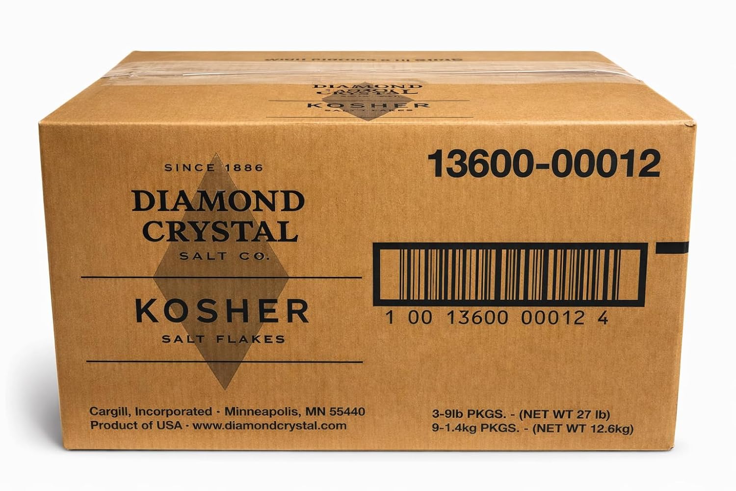 Kosher Salt Flakes 3LB Pack of 9, Full Case