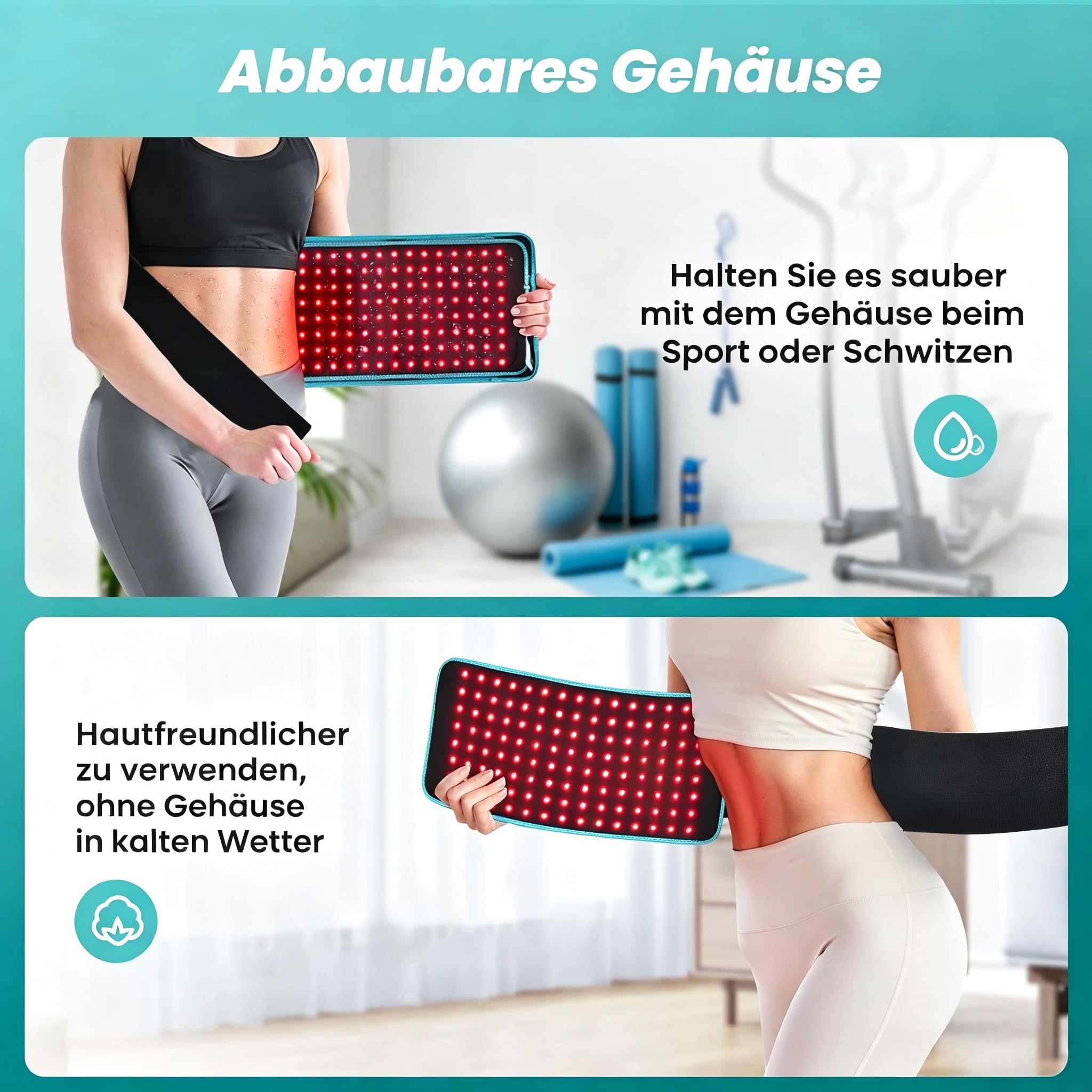 Thérapie Infrarouge Lumière Rouge Ceinture, I-THERA-U Lampe Infrarouge Chauffante 660 et 850 nm Appareil de luminothérapie Rouge, Red Light Therapy, Lampe Luminothérapie Soulager les Maux de Dos