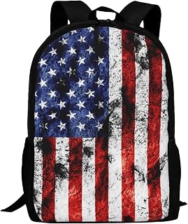 Kids American Flag Backpack for Boys Girls Vintage Usa Flag Bookbags Elementary Middle High School Bag Large Capacity 17 inch Big Student Backpack for School and Travel