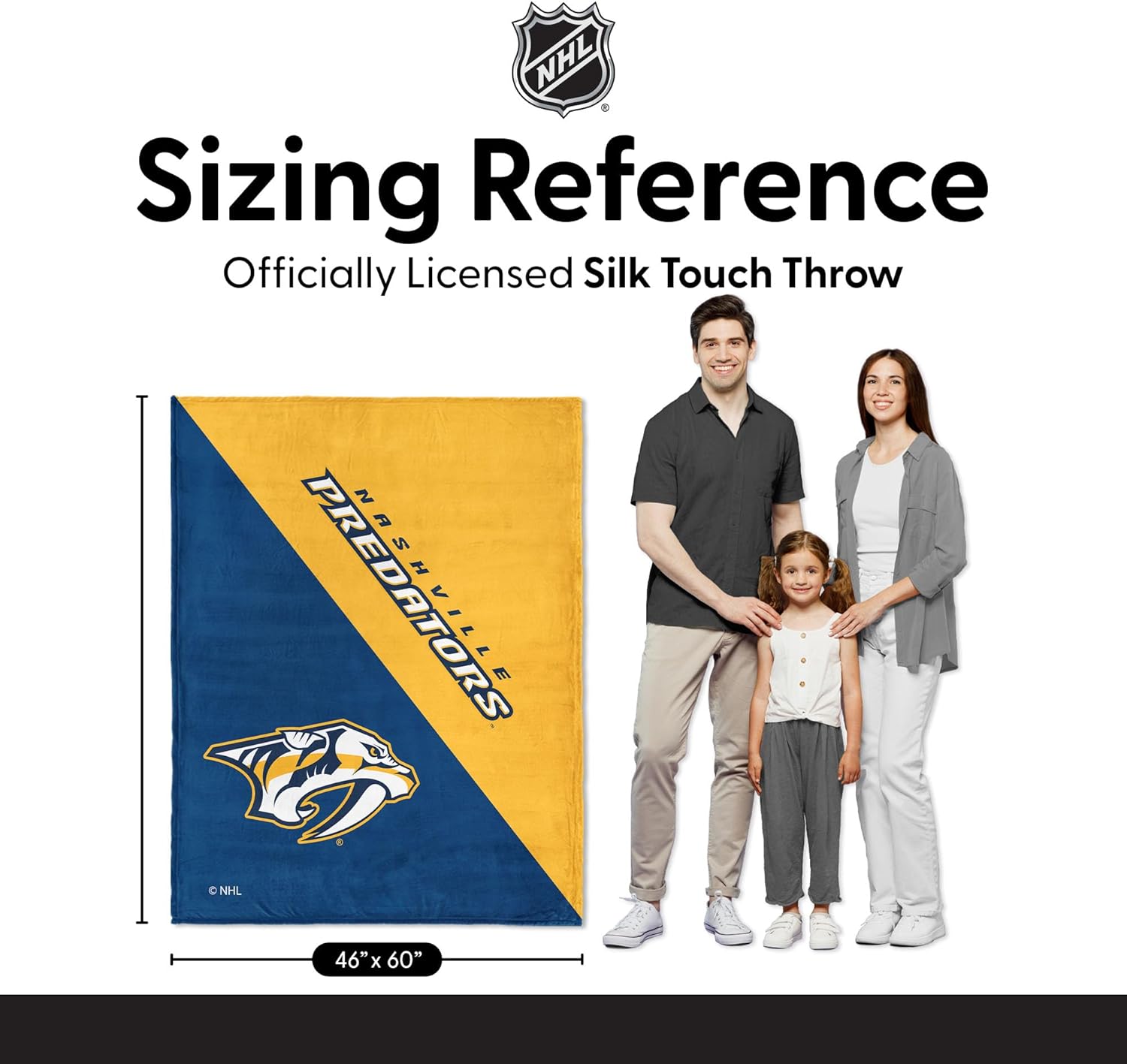 Northwest NHL Silk Touch Throw Blanket, Ultra Soft Plush Polyester, Lightweight Warm Decorative Fan Gift, 46 x 60 in