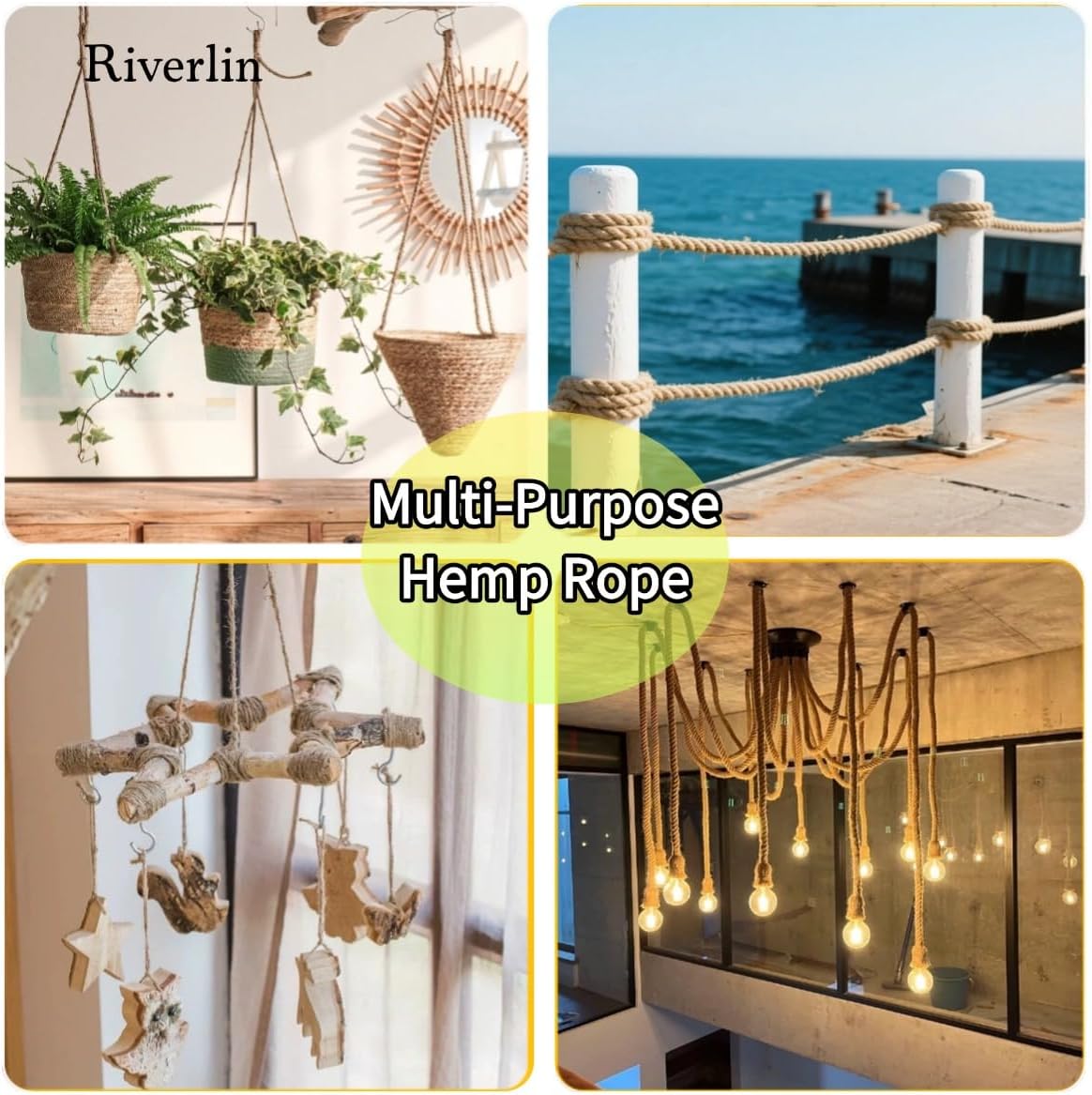 Hemp Rope （1 Inch x 50 ft）， Natural Twisted Heavy Duty Jute Rope for Tug of War, Crafts, Landscaping, Home Décor, Swing & Gardening ，Strong & Durable
