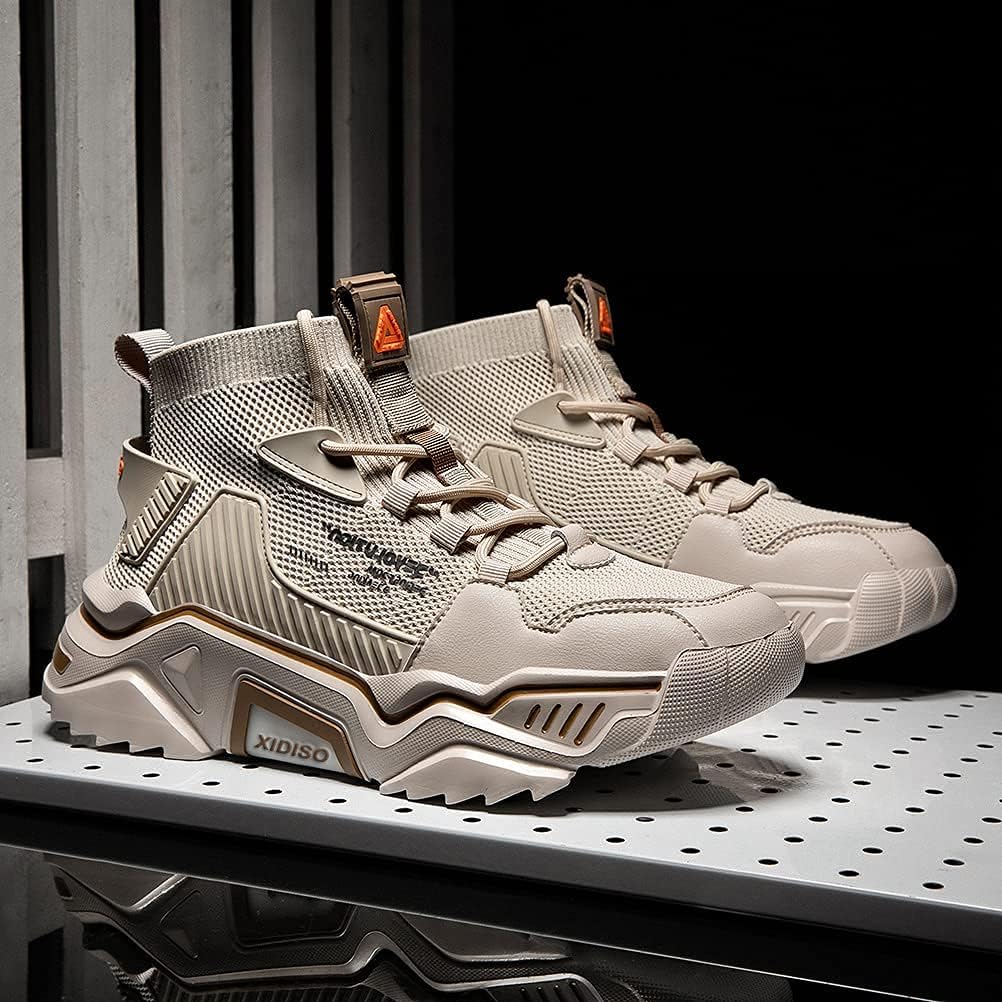 SANNAX Fashion Shoes for Mens High Top Casual Walking Shoes Non Slip Breathable Mesh Lightweight Sneakers - Image 3