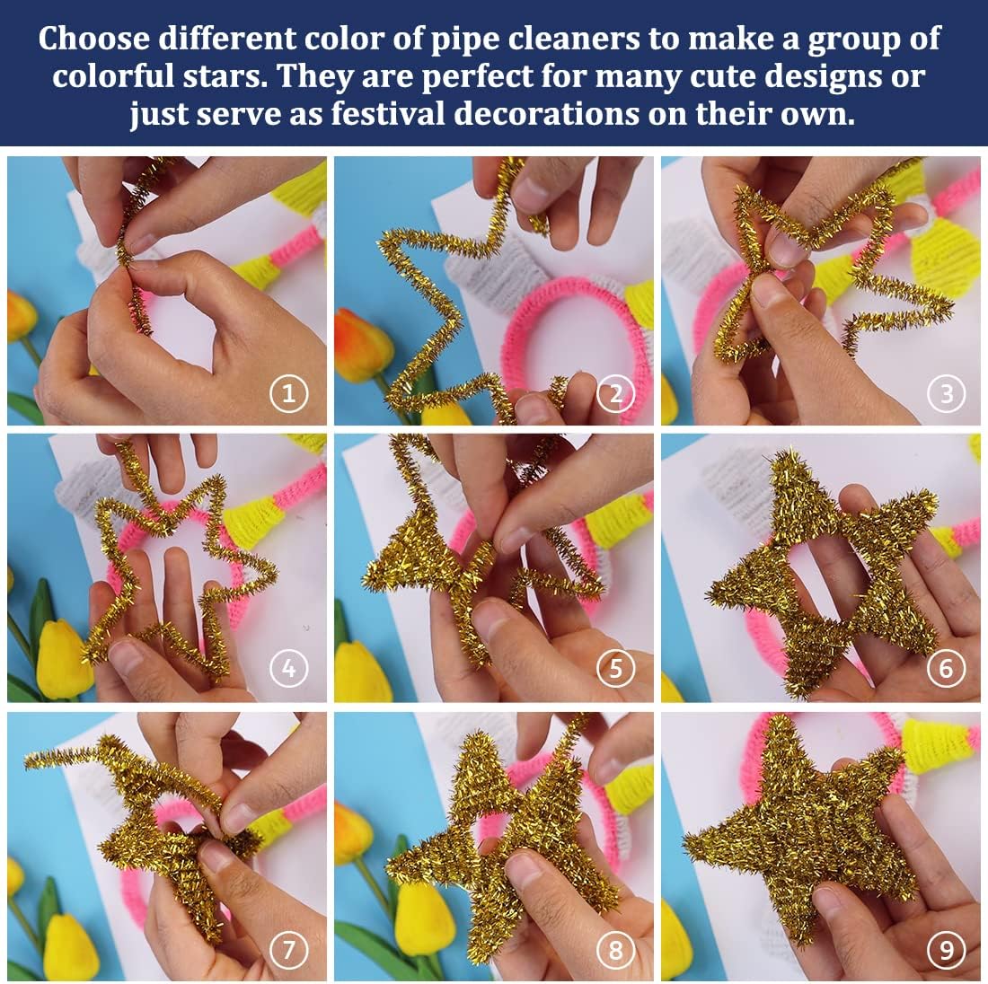 Pipe Cleaners, Pipe Cleaners Craft, Arts and Crafts, Crafts, Craft Supplies, Art Supplies (1000 Glitter Pipe Cleaners)…