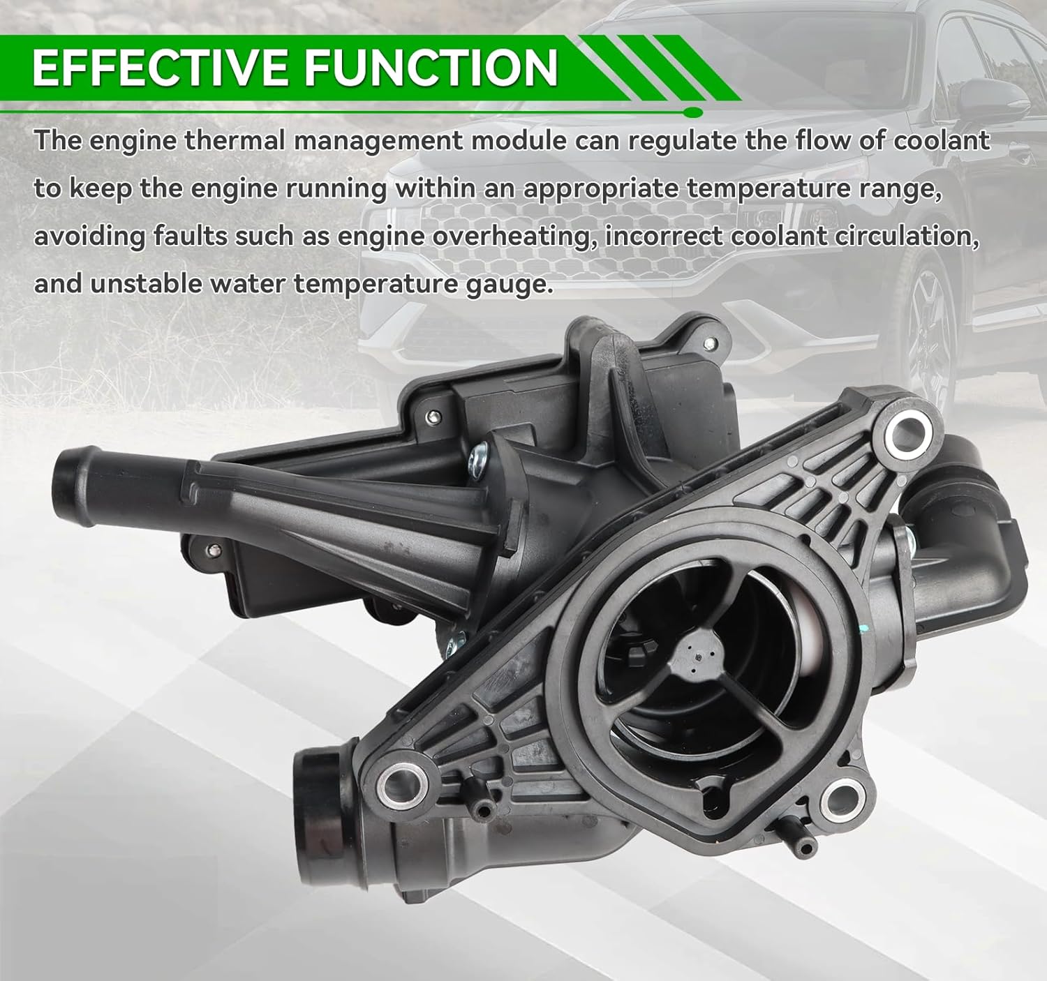 Thermal Management Module compatible with 2020 2021 2022 Kona Santa Fe Tucson Sonata Kia K5 Engine Thermostat Replacement Compatible with 256002M810 25600-2M810