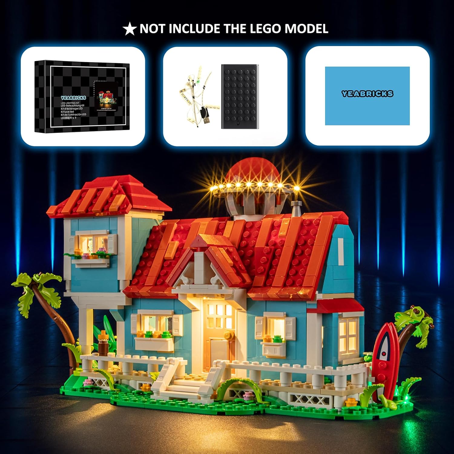 YEABRICKS LED Light for 43268 Disney Lilo and Stitch Beach House Building Blocks Model (Building Set NOT Included)