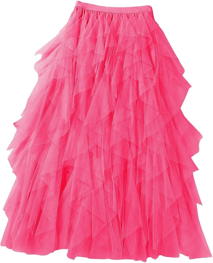 Women's Half Length Skirt Irregular Mesh Fabric Spring Multilayer Cake Skirt with Poached Length