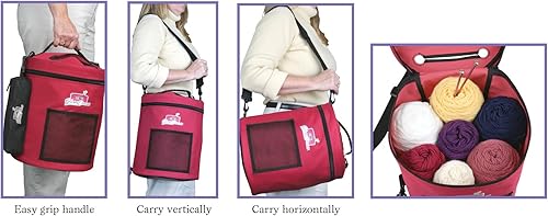 Vista 43 de ArtBin 6804SA - Tambor de hilo, almacenamiento portátil para tejer y ganchillo, [1] bolsa de lona de polietileno, estampado gris