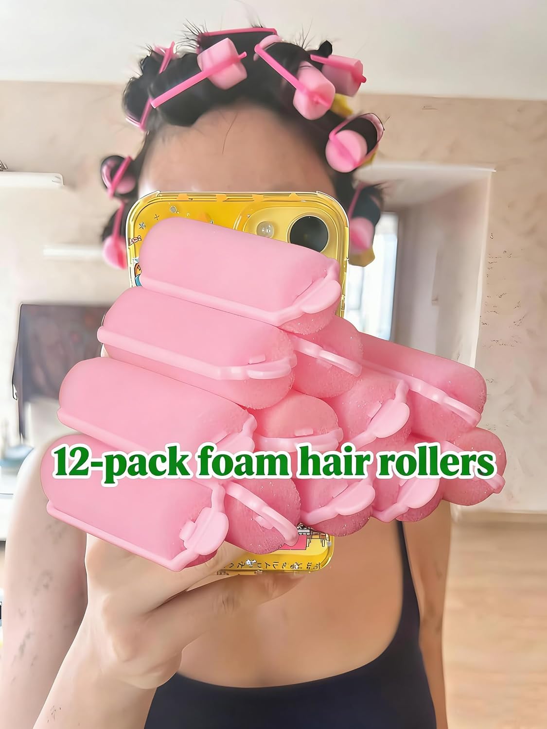 12-Pack Foam Sponge Hair Rollers 2.4 Inch Hair Curlers to Sleep In Soft Sleep Rollers Hair Curlers for Curls Style Heatless Hair Curler