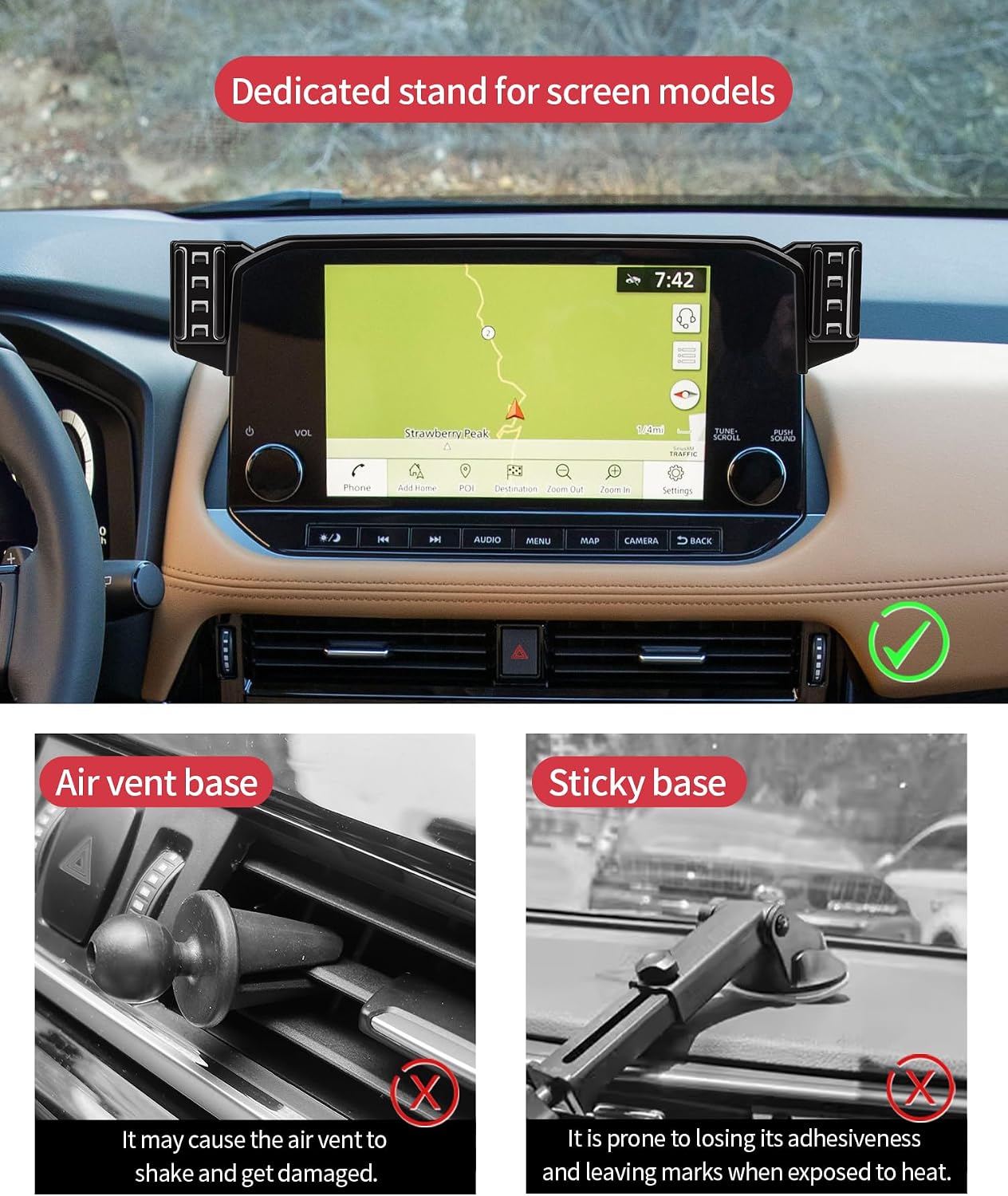 15W Wireless Fast Charger for 2021 2022 2023 Nissan Rogue Accessories 9 inch Screen Fixed Clip, Interior Decoration Mobile Phone Mount, 360° Rotation, Vehicle-Specific Custom Mount