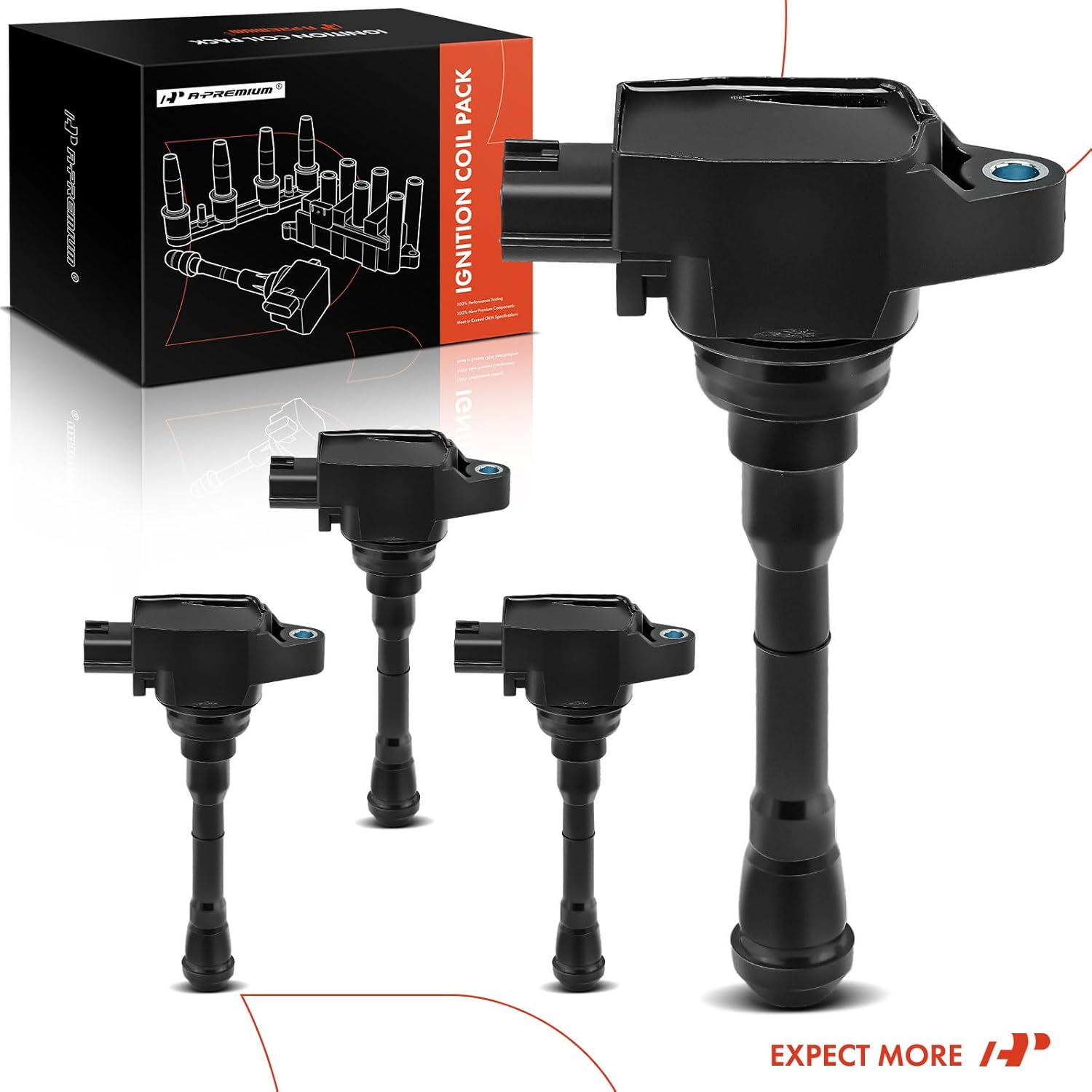 A-Premium Engine Ignition Coil Packs Compatible with Nissan Juke 2011-2017 Rogue Sport 2017-2019 1.6L 4-PC Set