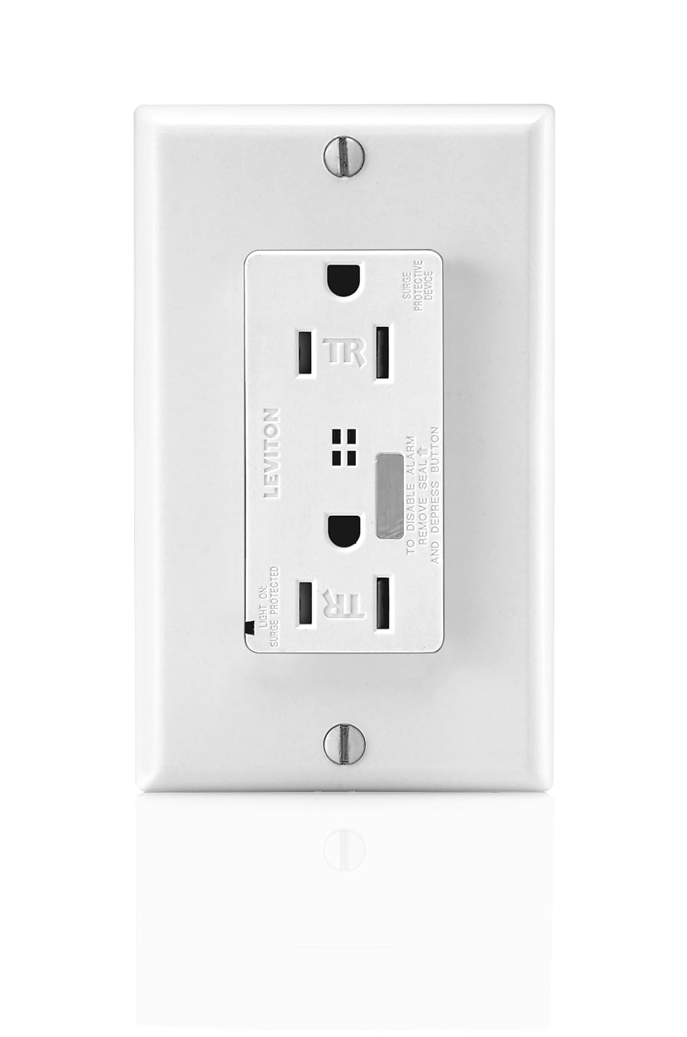 Leviton 15-Amp, 125-Volt, Tamper-Resistant, Decora Plus Duplex Receptacle, Straight Blade, Commercial Grade, Self Grounding, T7280-W, White