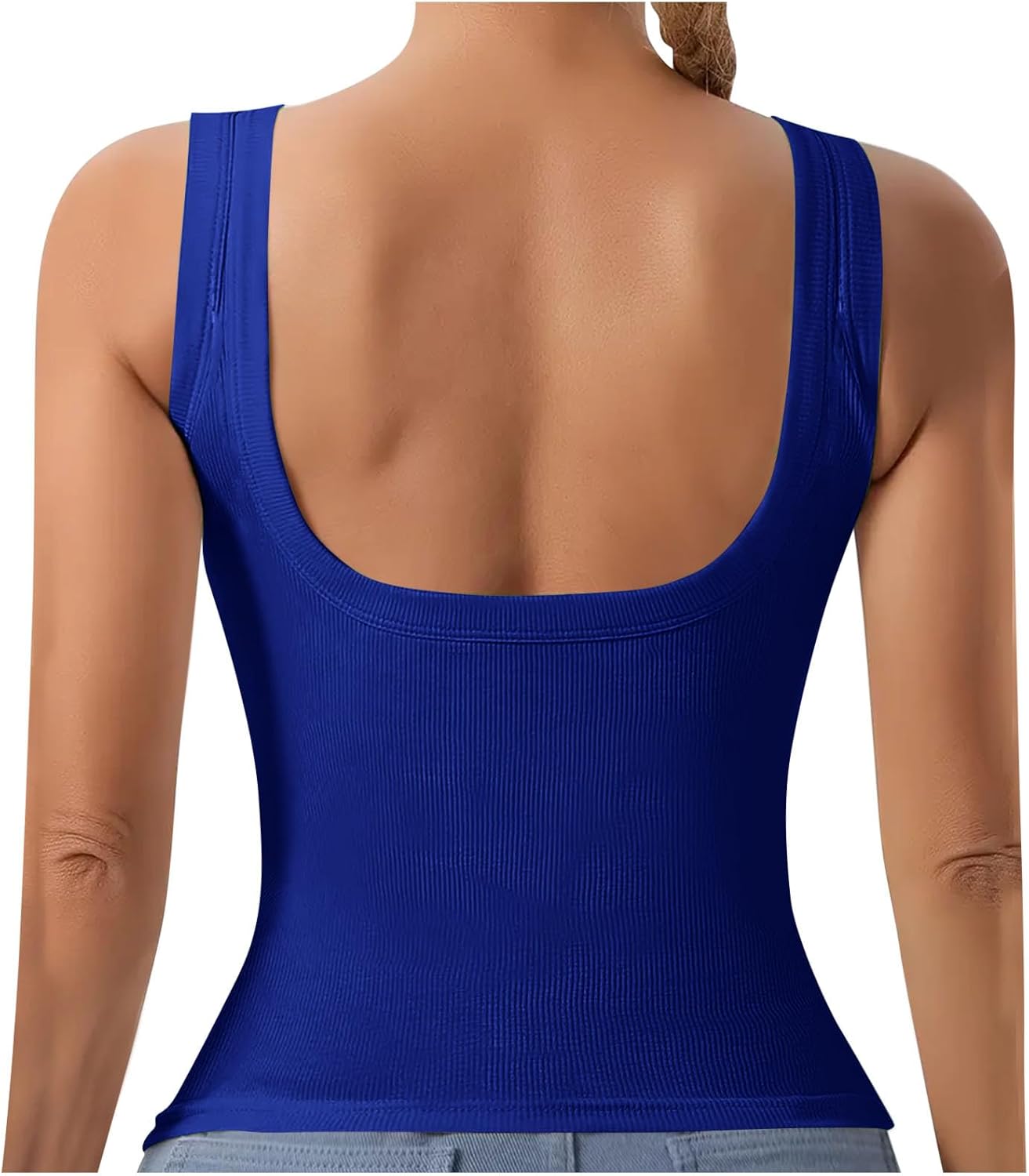 Womens Square Neck Tank Tops with Built in Bra Camisole Running Yoga Active Shirts Athletic Gym Summer Tops