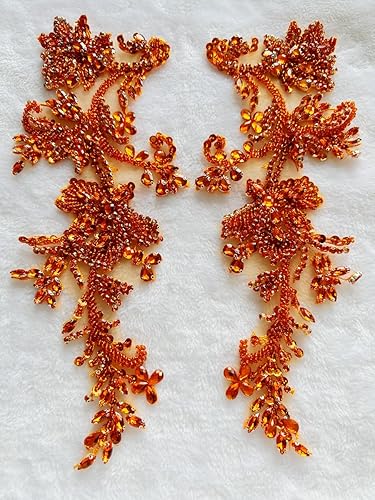 Miniatura 10 de Parches de apliques de encaje brillantes hechos a mano con cuentas de costura, lentejuelas y accesorios para vestido de novia, un parbolsa (plateado)