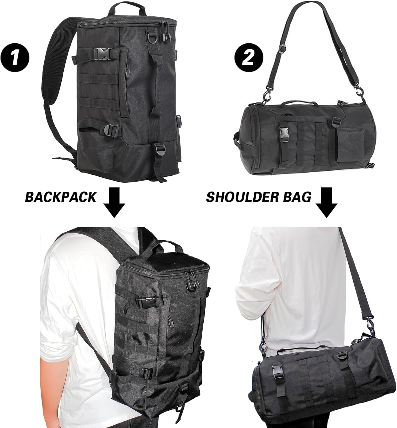 Fishing Tackle Backpack, Fishing Tackle Storage Bag, Multifuction Large-Capacity Sling Bag, Fishing Gear Bags, High-performance Tackle Bag for Fishing, Camping, Hiking(Black)