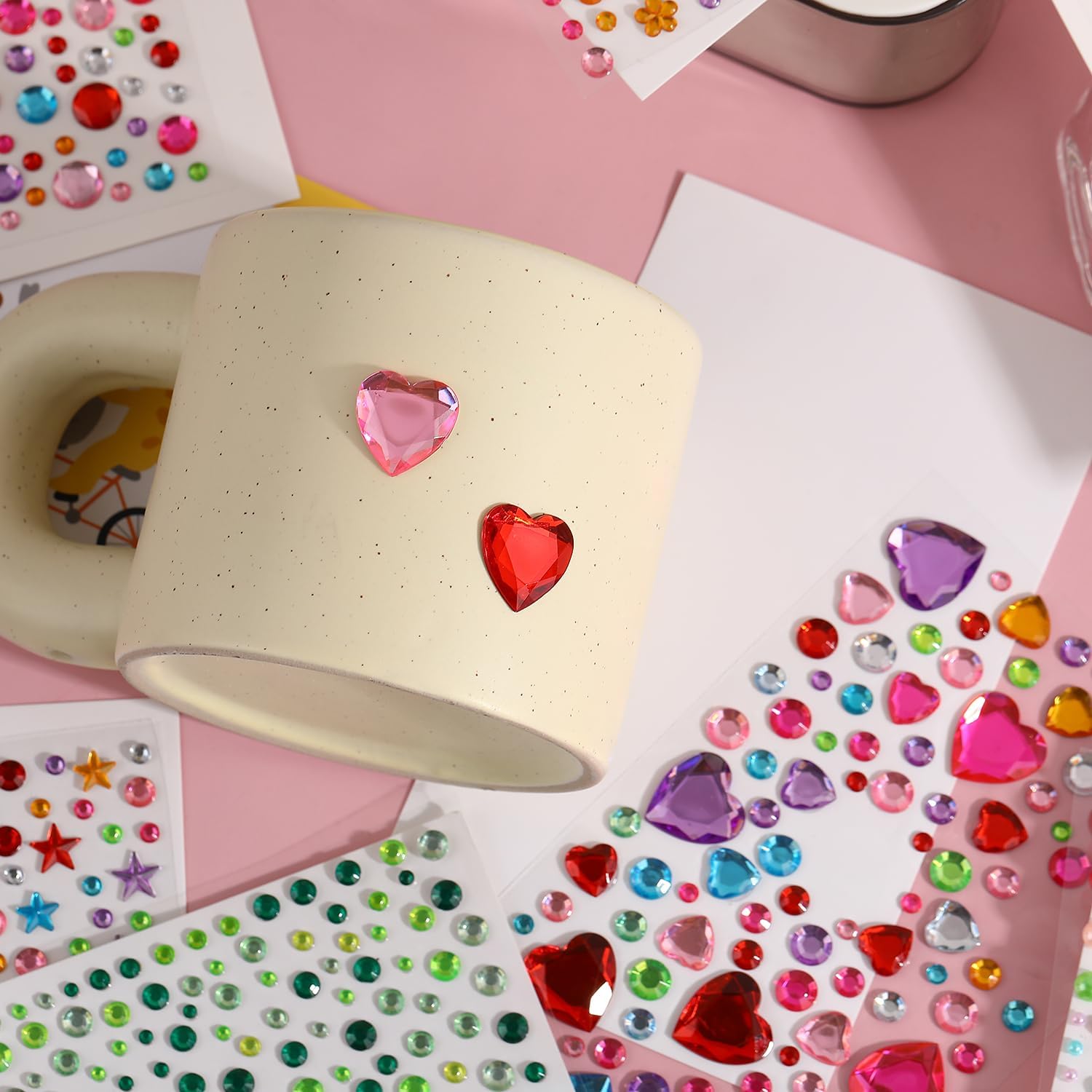 1336 pcs Gem Stickers for Crafting, Face, Eye, and Body Makeup, DIY Decoration, Kids' Rewards, Sparkling Acrylic Rhinestone Jewel Stickers