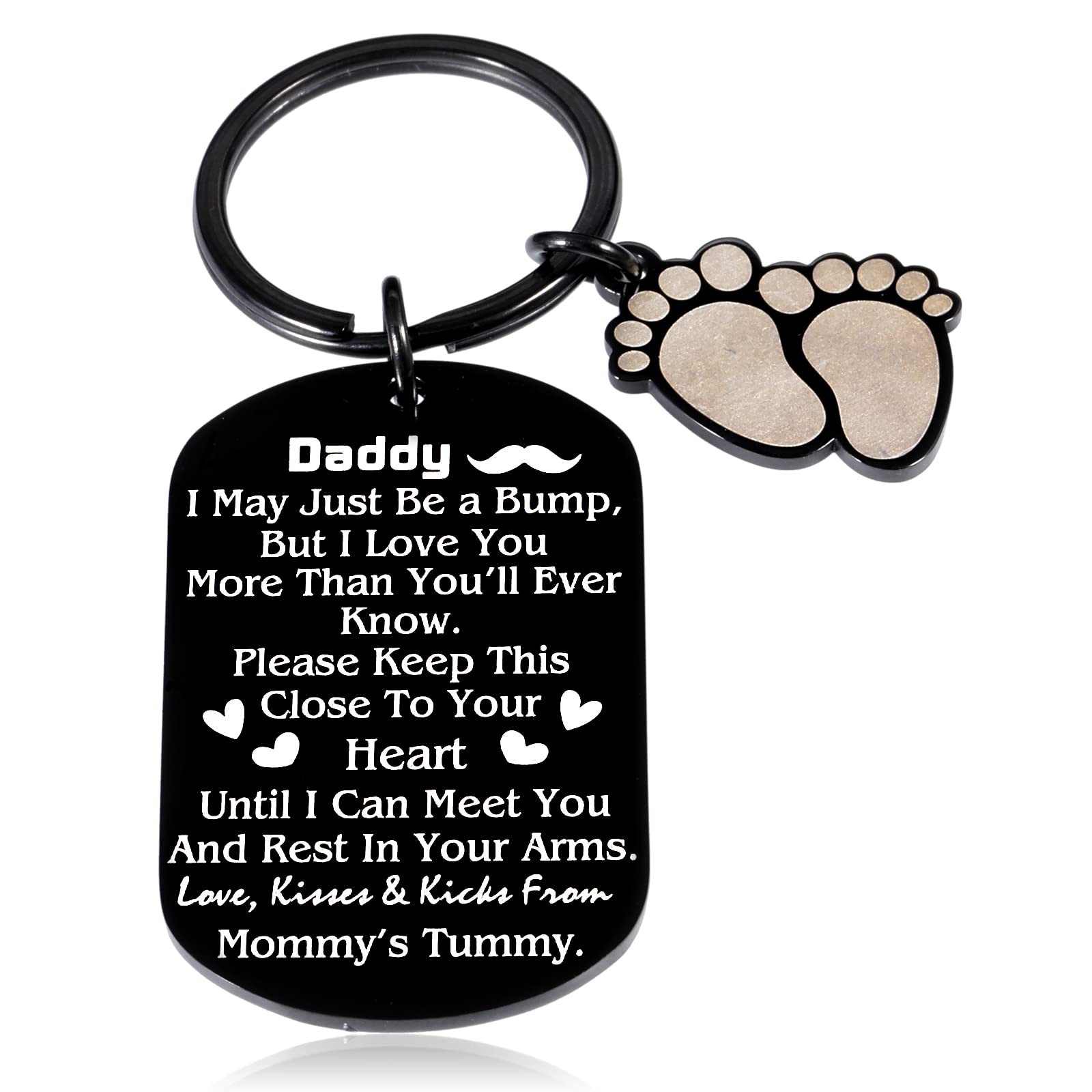 New Dad Keychain Gift for Men Him New Daddy to Be Gifts from Baby Bump
