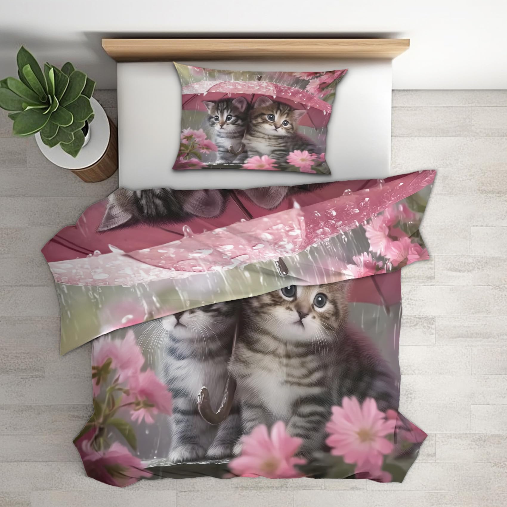 Housse de couette 200x200 chat avec fermeture éclair pour un lit deux personnes sans pli