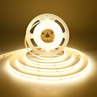 COB LED Strip Lights DC 24V LED Lights Flexible Super Bright LED Strips,16.4ft 4000K Natural White,CRI 90+,2640LEDs High Density Uniform Light for Bedroom Home Room Decor