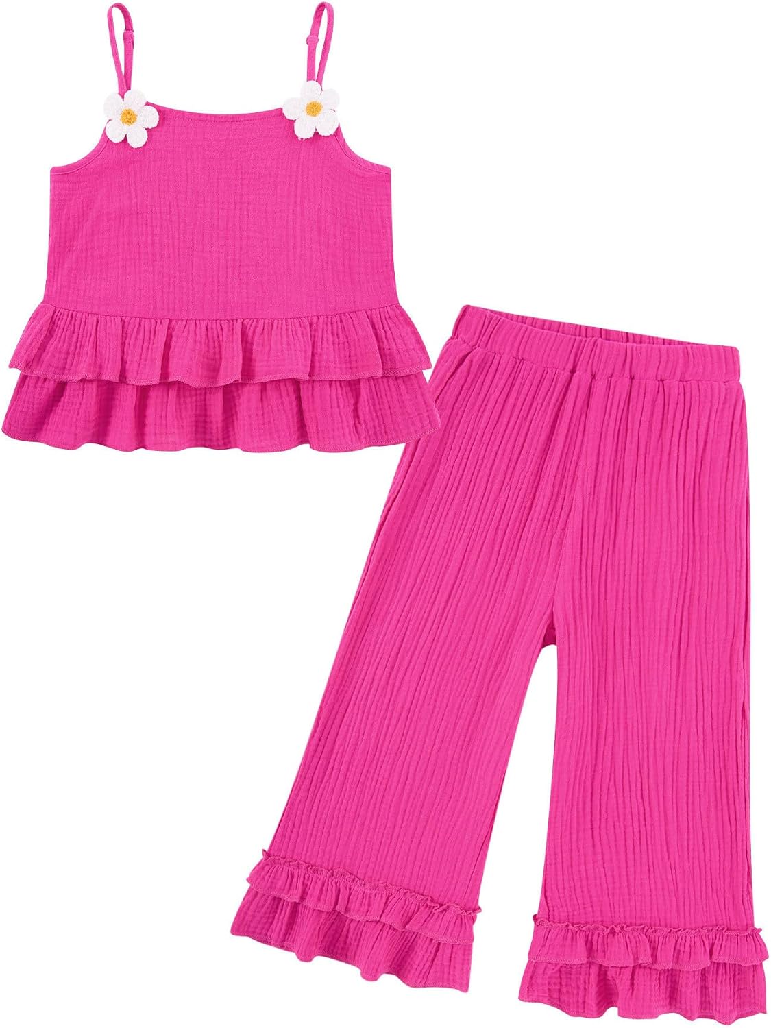 Toddler Girl Summer Clothes 12 Months - 4T Bell Bottom Outfits Boho Camisole Top and Wide Leg Pant