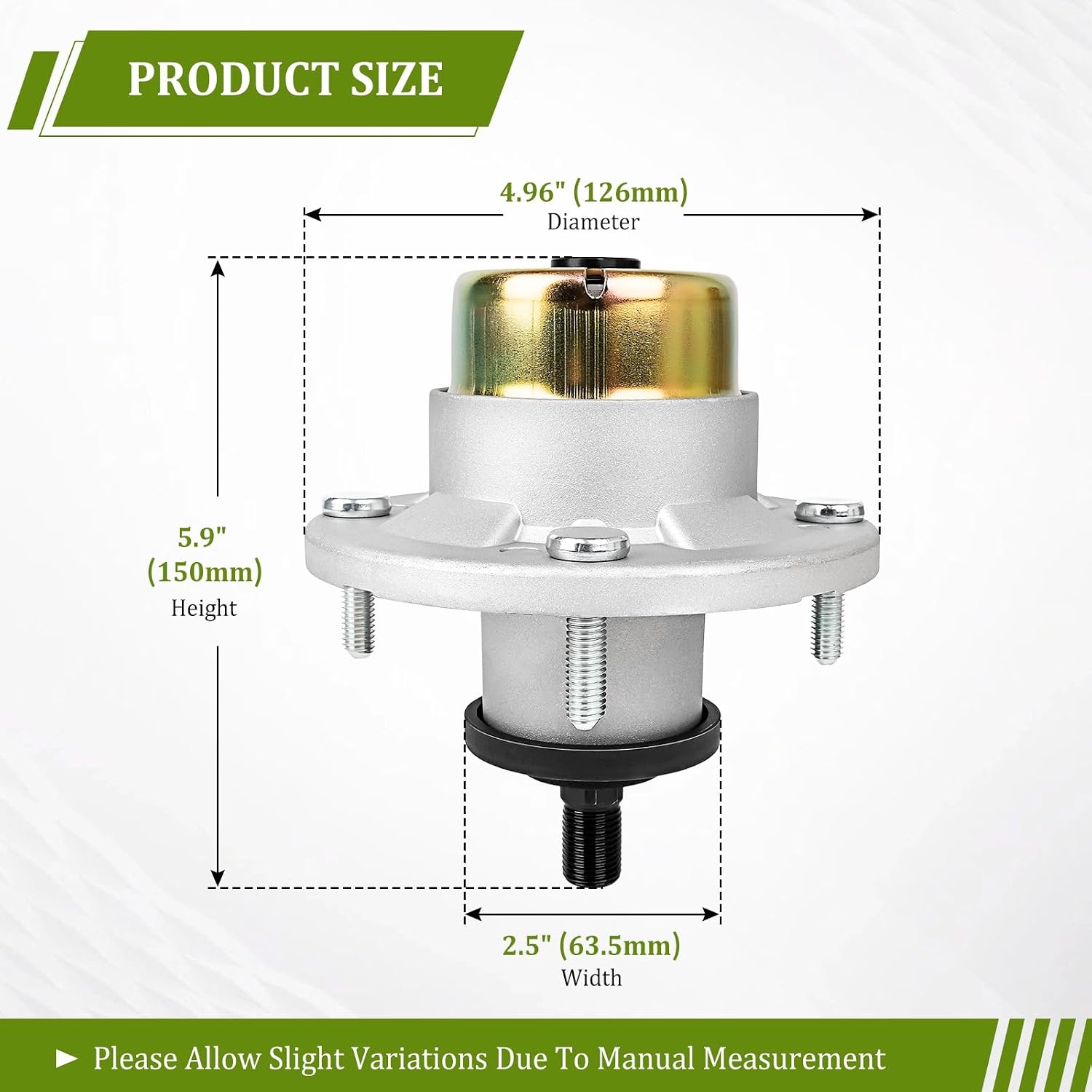 AM144608 Spindle Compatible with J OHN Deere X330 X350 X354 X370 ZTrak Z335E Z335M Z345M Z345R Z355E Z355R Z375R Z525E Z535M Z540 S240, Replaces AM 144608