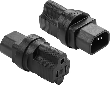 IEC 320 C14 to NEMA 5-15R Power Adapter C14 Male Plug to Nema 5-15R Female Power Adapter Connector 15A/125V PDU UPS Extension Power Plug Adapter C14 to 5-15R 2Pcs
