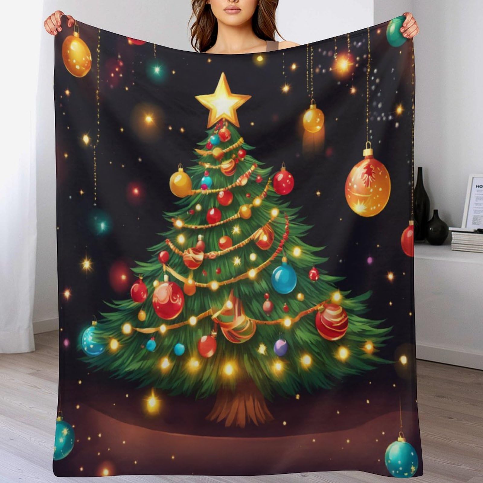 DCCCY Christmas Tree Blanket, Fluffy Super Warm & Soft Throw, As Sofa Cushion Bedspread Or Living Room Blankets 140×180cm