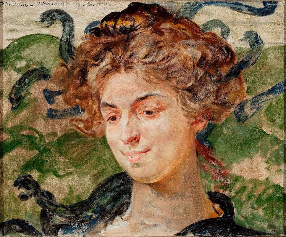 AZENZI Poster Artworks Famous Oil Paintings Reproduction Classic Oil Painting Portret Aktorki Heleny Sulimy Gorgony by Jacek Malczewski for Home Decor 60x90cm