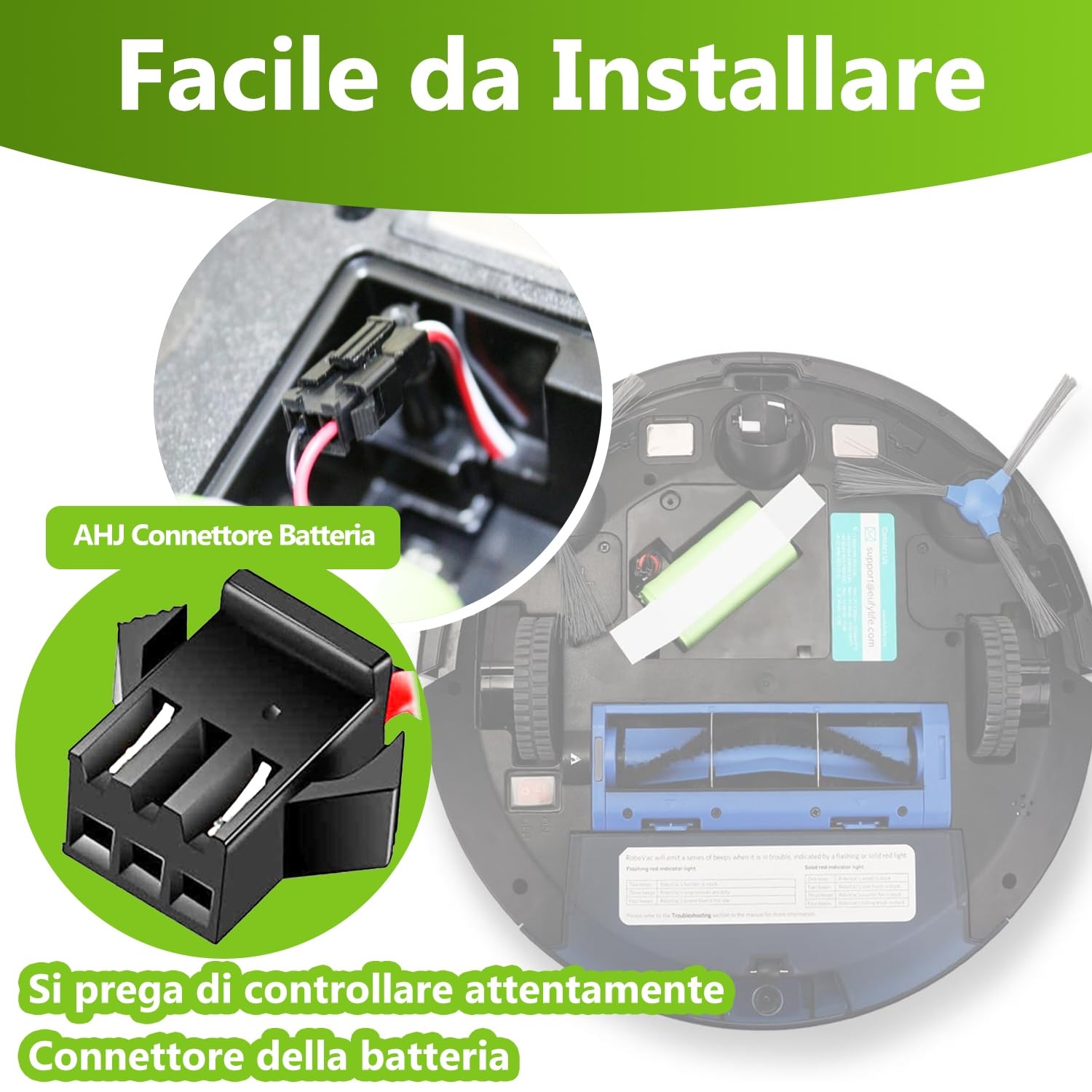 14.4V 2600mAh Li-ion Batteria di Ricambio per Proscenic 850T/850P, per Lefant T700/M520, per IKOHS Netbot S14 S15, per Deebot N79S N79, per Eufy RoboVac 11 11S, per Bagotte BG600/BG700