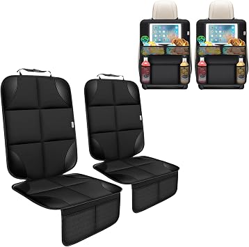 Meolsaek Kick Mats Back Seat Protector, Waterproof Oxford Seat Back Protector, Car Seat Back Protector for Kids, Back of Seat Protector for Kids Feet Car Seat Black D -2 Set